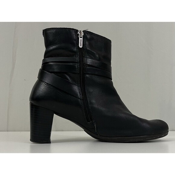 Pikolinos Verona Women 40 Black Leather Mid-Calf Zip Boots Ankle Heels Boho - Picture 8 of 13
